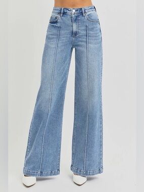 Risen High Waist Wide Leg Pintuck Jean Size 29 NWOT
